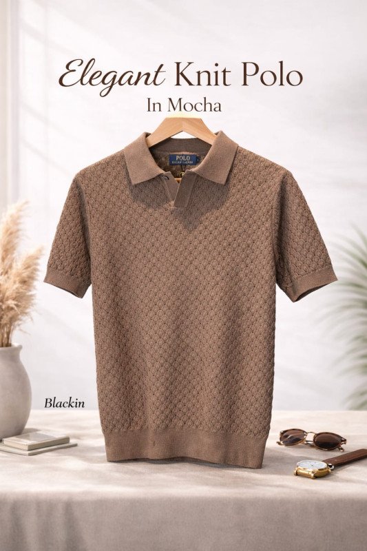 Knit Polo Shirt In Mocha