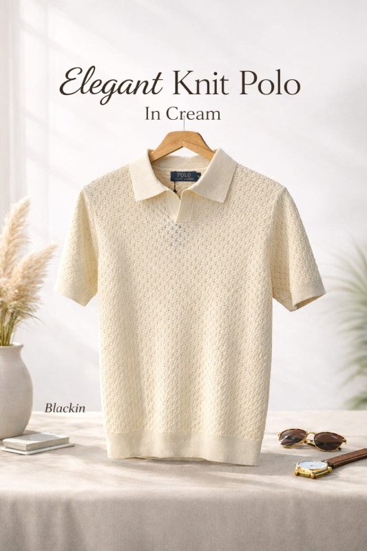 Knit Polo Shirt In Cream